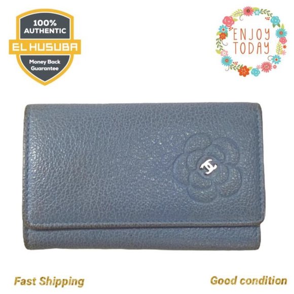 CHANEL Handbags - 🌻💯Chanel Key Case Light Blue Leather